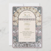 Elegante Vintage Nouveau Watercolor Trouw Uitnodig Kaart (Voorkant)