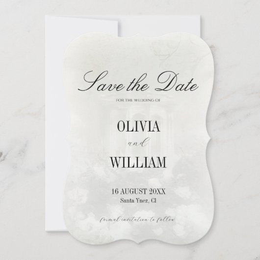 Elegante vintage olieverfschildering bruiloft save the date (Voorkant)