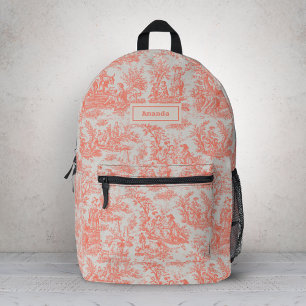 Elegante vintage oranje toile Frans landelijk tafe Bedrukte Rugzak