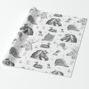 Elegante Vintage Paard Engels Land Jachtstijl Cadeaupapier