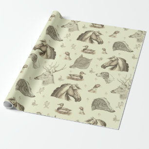 Elegante Vintage Paard Engels Land Jachtstijl Cadeaupapier