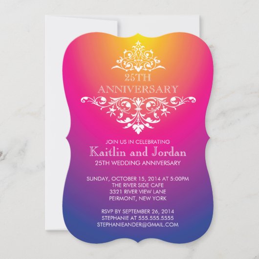 Elegante Vintage Paarse Bloemige Jubileumfeest Kaart (Voorkant)