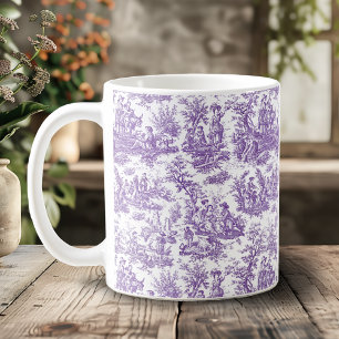 Elegante vintage paarse Franse Toile-scène Koffiemok