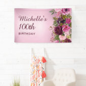 Elegante Vintage Paarse Roze Bloemrozen 100ste Spandoek (Insitu)