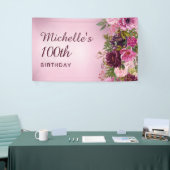 Elegante Vintage Paarse Roze Bloemrozen 100ste Spandoek (Beurs)