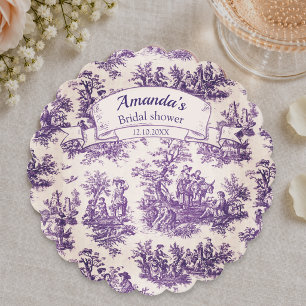 Elegante vintage paarse toile de jouy Bruiloftsfee Kartonnen Onderzetters