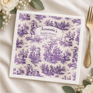 Elegante vintage paarse toile de jouy Bruiloftsfee Servet
