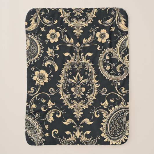Elegante vintage paisley damask patroon sherpa deken (Voorkant)