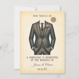 Elegante vintage pak bruidegom voorstel verzoek kaart