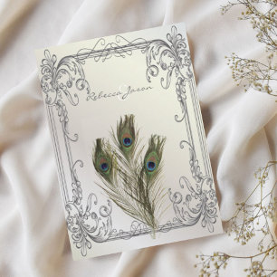 elegante vintage parel bloem peacock bruiloft kaart