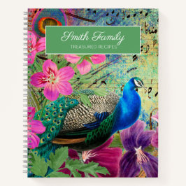 Elegante Vintage Pauw Familie Recepten  Notitieboek