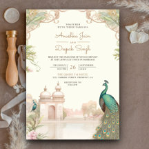 Elegante Vintage Pauw Indiase Paleis Bruiloft