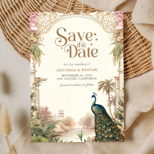 Elegante Vintage Pauwentuin Indiase Trouw Save The Date