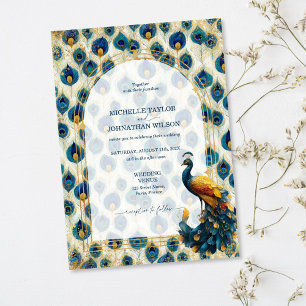 Elegante Vintage Pauwveer Betoverd Woud Kaart