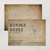 Elegante vintage perkamenten trouwkaart RSVP Kaartje (Voorkant / Achterkant)