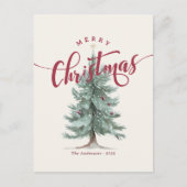 Elegante Vintage Prettig Kerst Script Landelijke B Feestdagenkaart (Voorkant)