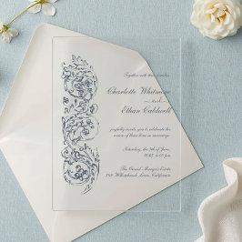 Elegante vintage rand acryl trouwuitnodiging uitnodigingen