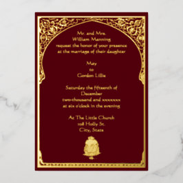 Elegante Vintage Rand & Ganesh Indiase Trouwdag Folie Uitnodiging