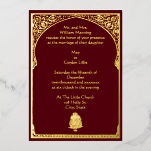 Elegante Vintage Rand & Ganesh Indiase Trouwdag Folie Uitnodiging
