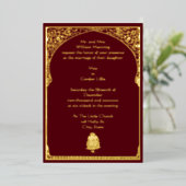 Elegante Vintage Rand & Ganesh Indiase Trouwdag Folie Uitnodiging (Staand Voorkant)