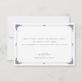 Elegante vintage rand gecentreerde script bruiloft bedankkaart (Achterkant)