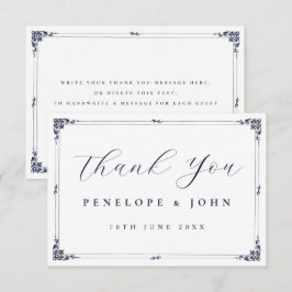 Elegante vintage rand gecentreerde script bruiloft bedankkaart