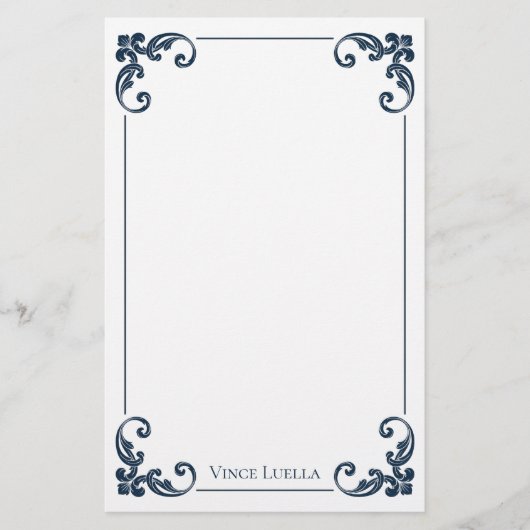 Elegante Vintage Rand Klassieker Briefpapier (Voorkant)