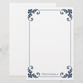 Elegante Vintage Rand Klassieker Briefpapier (Voorkant / Achterkant)