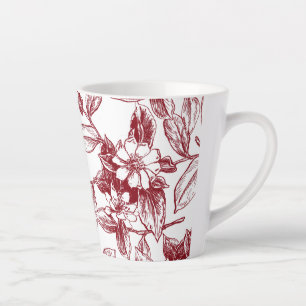 Elegante "Vintage Red Rose" Botanische Waterverf Latte Mok