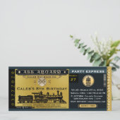 Elegante vintage reis trein ticket uitnodiging (Staand voorkant)