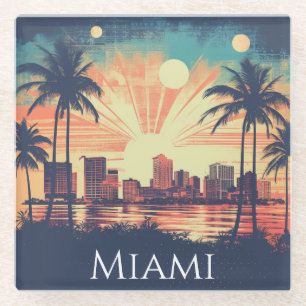 Elegante Vintage Retro Miami Florida Reis Glazen Onderzetter