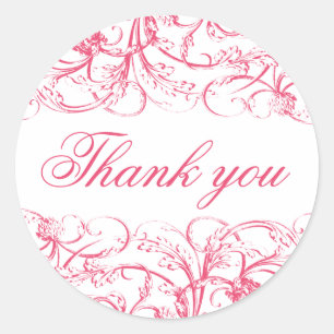 Elegante vintage rococo krullen bedankt sticker