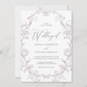 Elegante Vintage Rococo Lijnkunst Bruiloft Kaart (Voorkant)