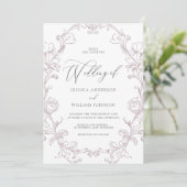 Elegante Vintage Rococo Lijnkunst Bruiloft Kaart (Staand voorkant)