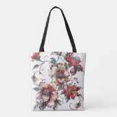 Elegante Vintage Rode & Blauwe Bloem Tas | Klasse (Achterkant)