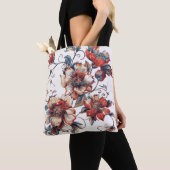 Elegante Vintage Rode & Blauwe Bloem Tas | Klasse (Dichtbij)