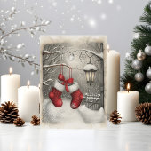 Elegante Vintage Rode Kerstmutsen Kaart