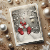 Elegante Vintage Rode Kerstmutsen Kaart