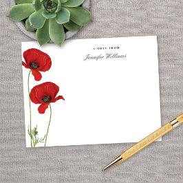 Elegante Vintage Rode Oriëntaalse Klaproos Bloem m Notitiekaartje