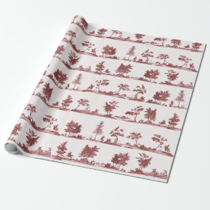 Elegante Vintage Rode Paard Jacht Toile Cadeaupapier