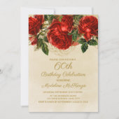 Elegante Vintage Rode Rozen 60e Verjaardag Kaart (Voorkant)