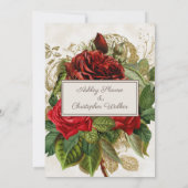 Elegante Vintage Rode Rozen Bruiloft Kaart (Achterkant)
