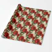Elegante Vintage Rode Rozen Tan  Cadeaupapier (Uitgerold)