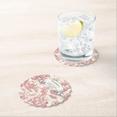 Elegante vintage rode toile de jou kartonnen onderzetters (Insitu)