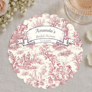 Elegante vintage rode toile de Jouy Kartonnen Onderzetters