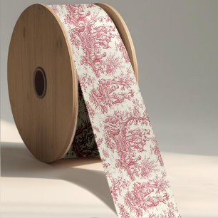 Elegante vintage rode toile de jouy satijnen lint