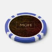Elegante Vintage Roest Oranje Bloemmotief Gouden M Poker Chips (Enkel)