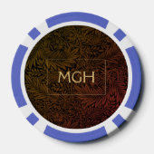 Elegante Vintage Roest Oranje Bloemmotief Gouden M Poker Chips (Achterkant)