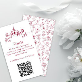 Elegante Vintage Romantische Burgundy QR Code Trou Informatiekaartje