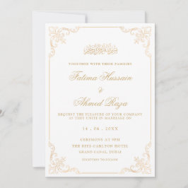 Elegante Vintage Romantische Script Moslim Bruilof Kaart